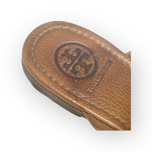 Tory Burch 𐮛 Amanda Double T Reva Thong Sandal 𐮛 Tan Leather 𐮛 Miller 𐮛 8.5 - Picture 14 of 17